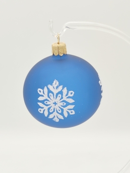 Baumkugel blau mit Schneeflocke